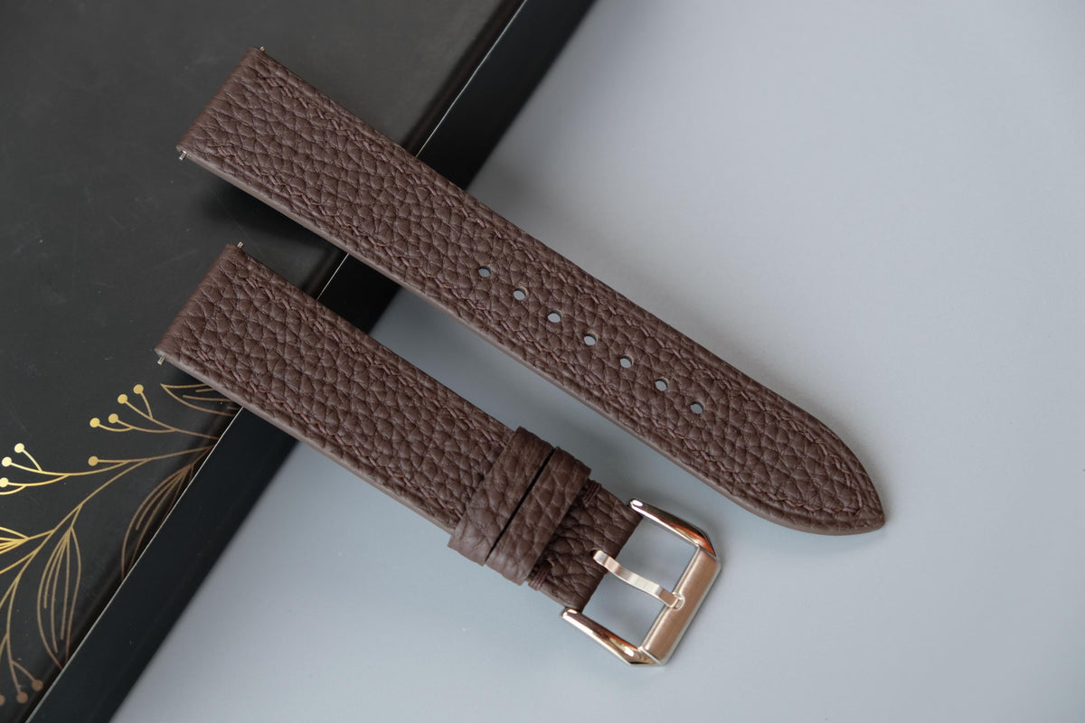 chocolate togo leather watch strap