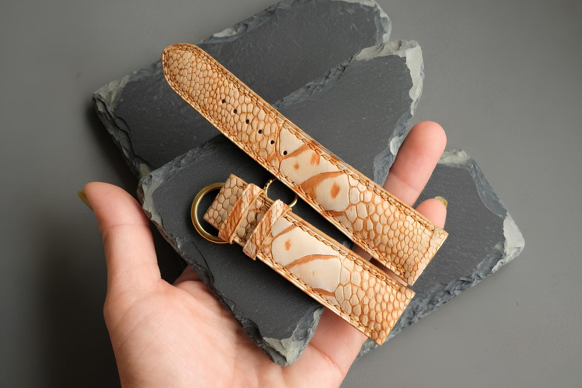 tan brown ostrich leather watch strap