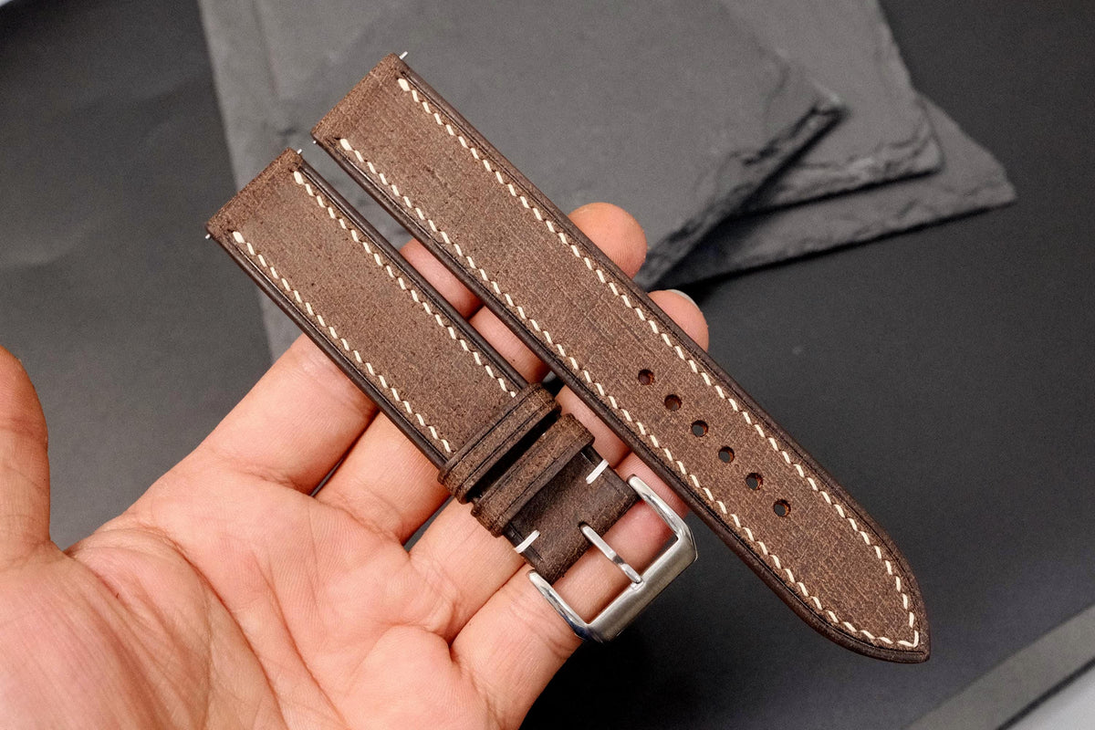 dark brown babele leather watch strap