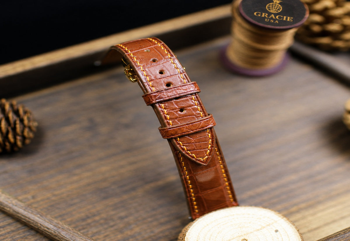 British Tan alligator leather watch strap