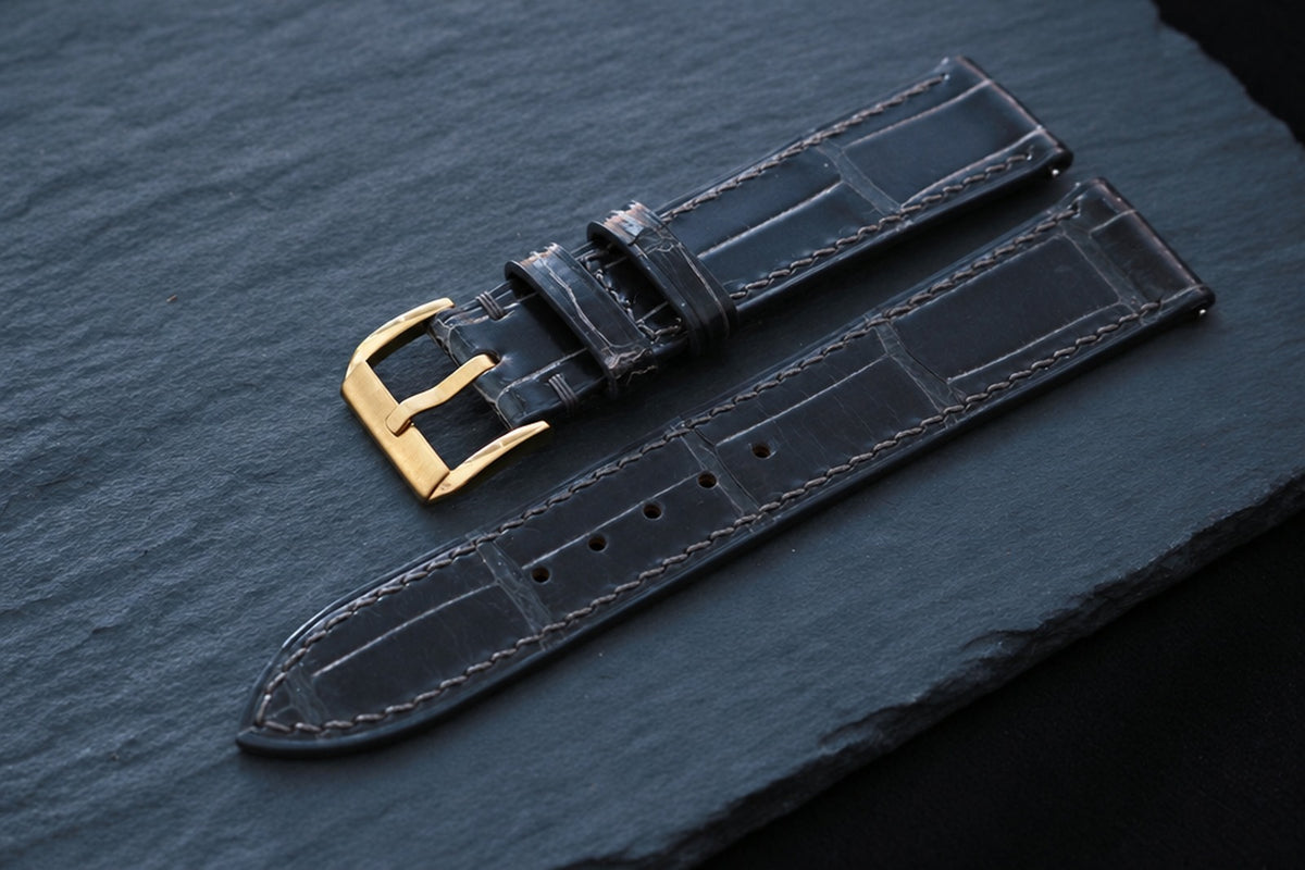 stone gray alligator leather watch strap