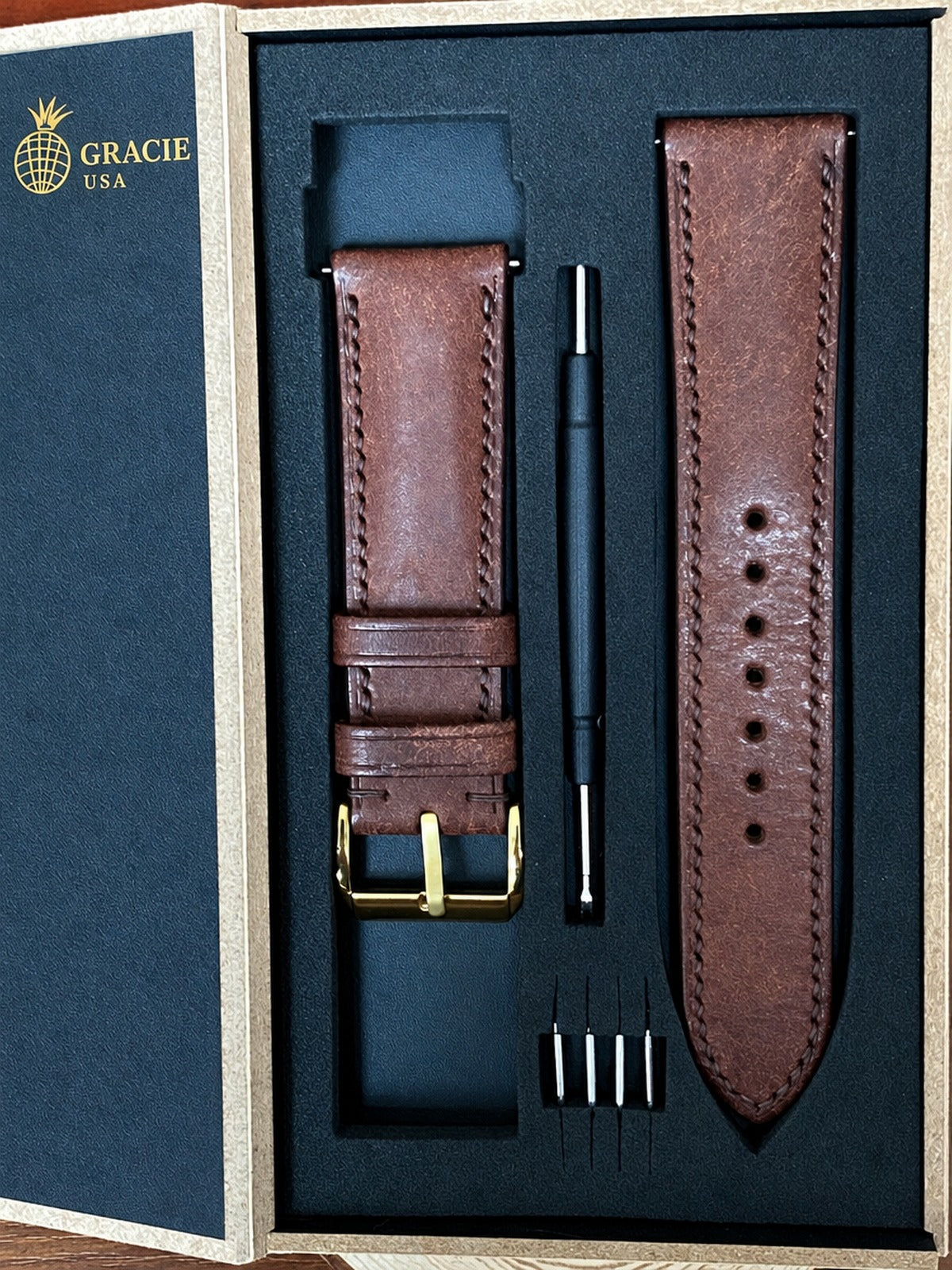 brown pueblo leather watch strap