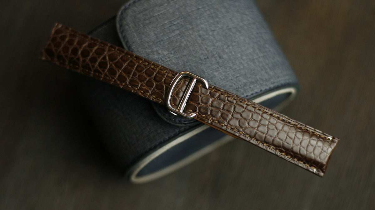 chocolate alligator leather watch strap