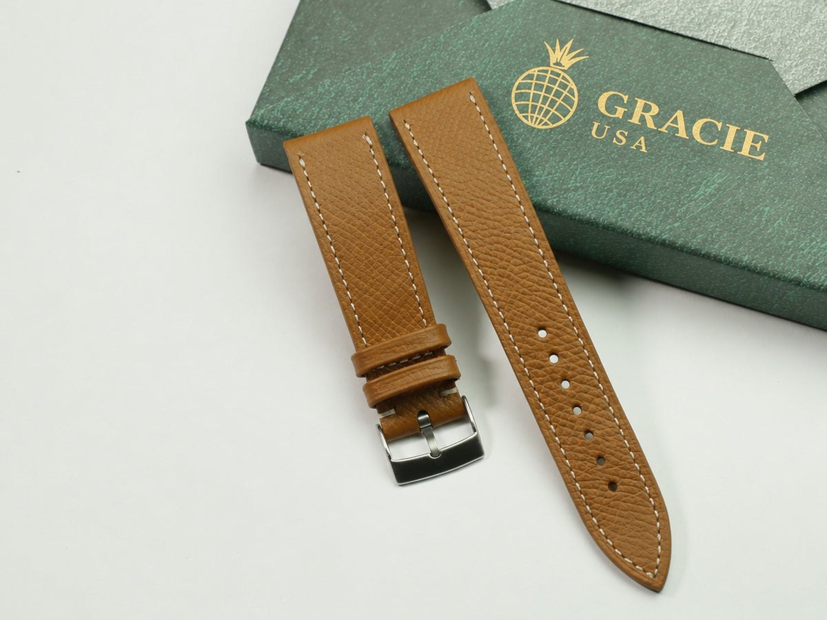 gold epsom leather watch strap