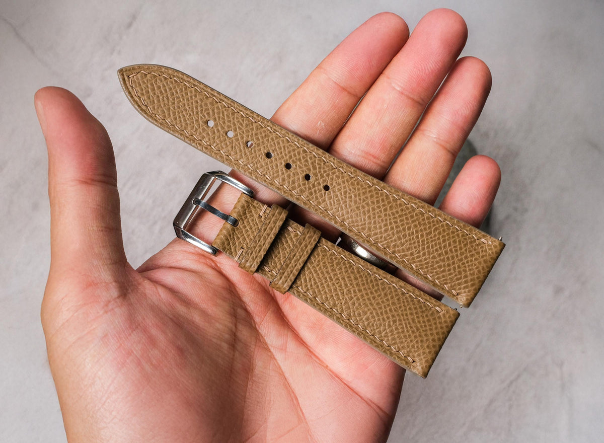 chestnut epsom leather watch strap