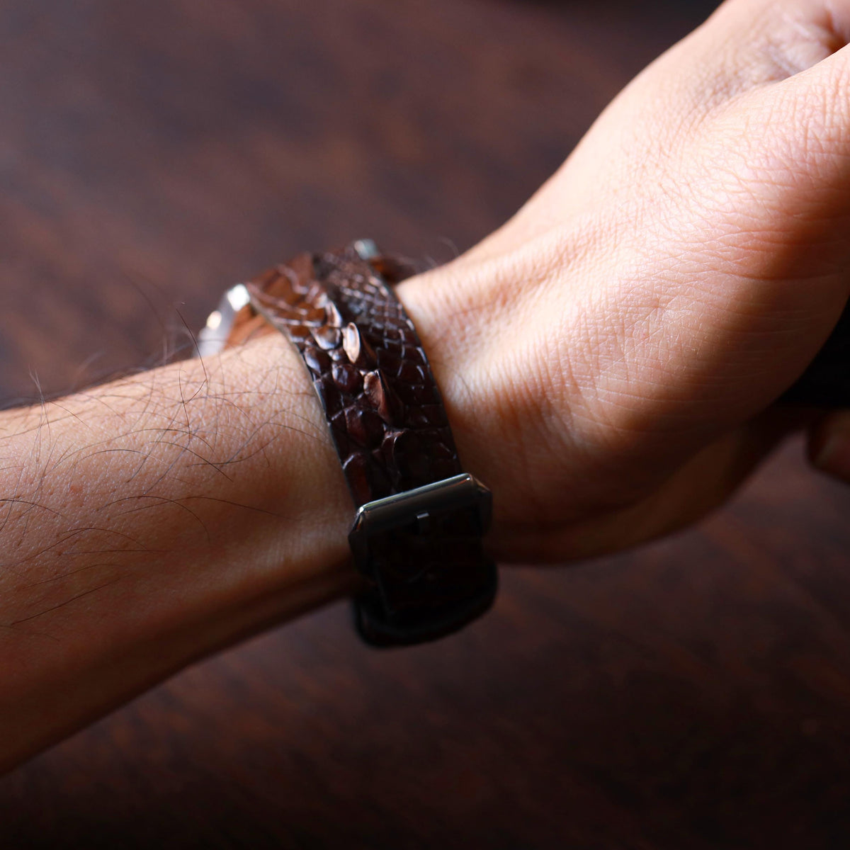 brown alligator leather watch strap