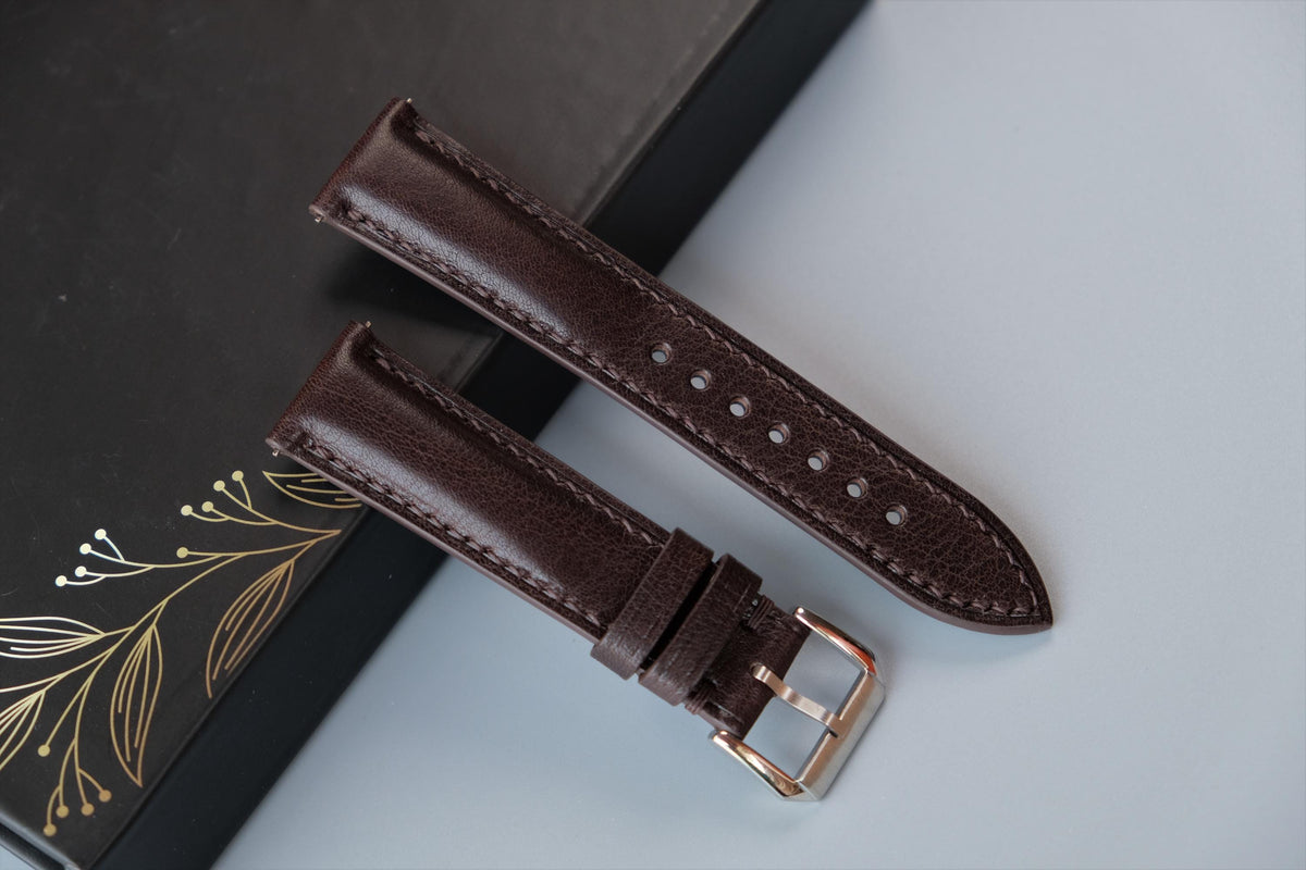 chocolate vachetta leather watch strap