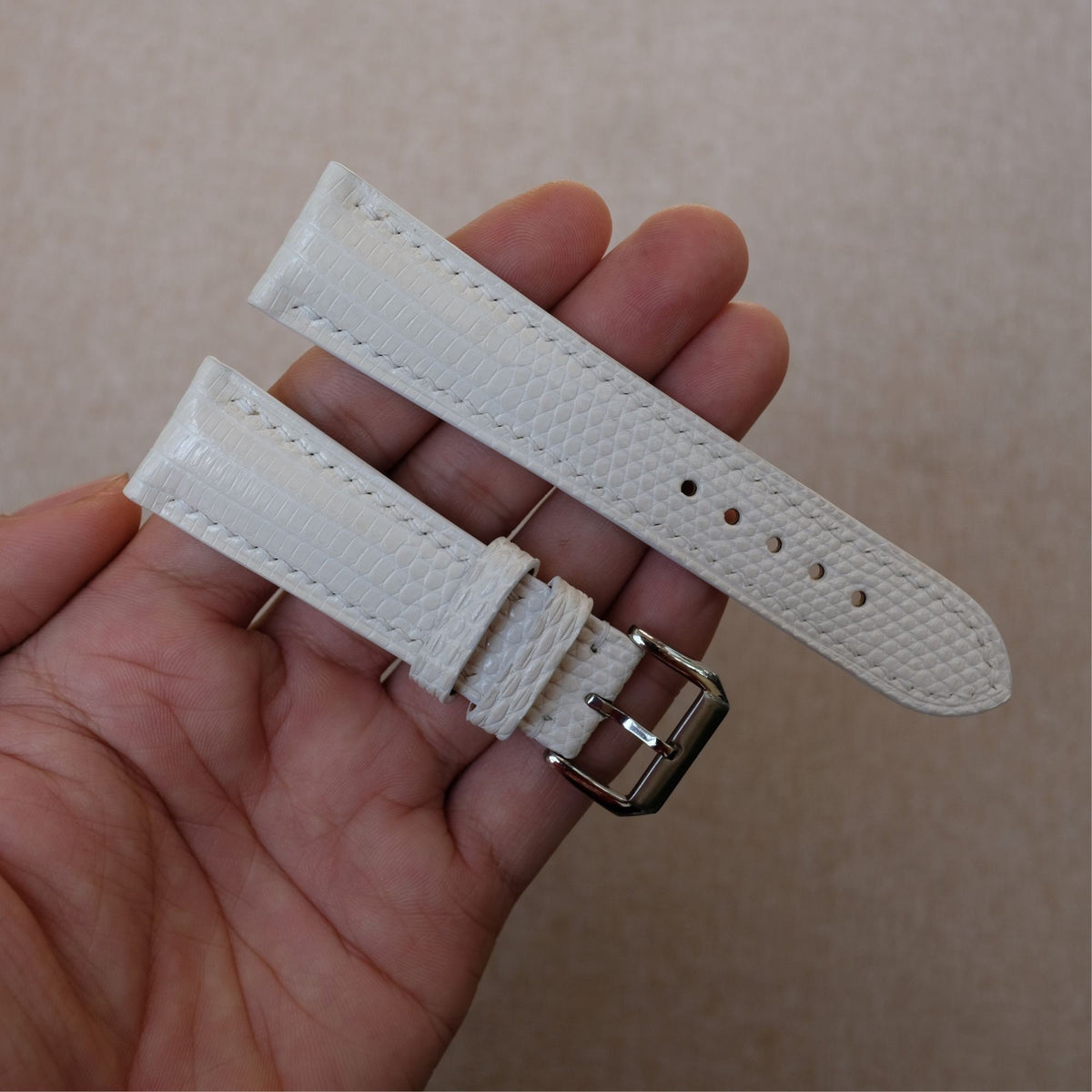 white lizard leather watch strap
