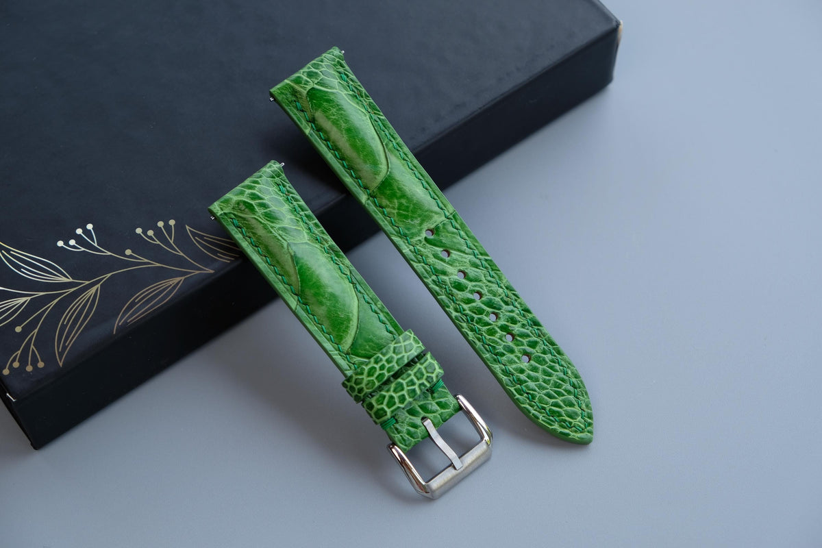 light green ostrich leather watch strap