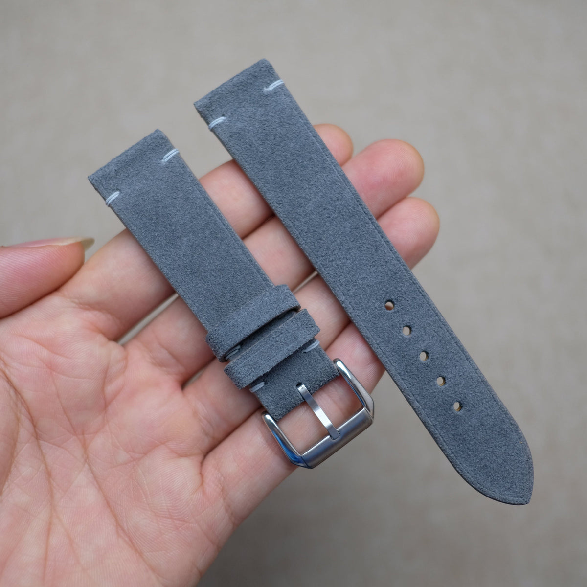 grey suede leather watch strap