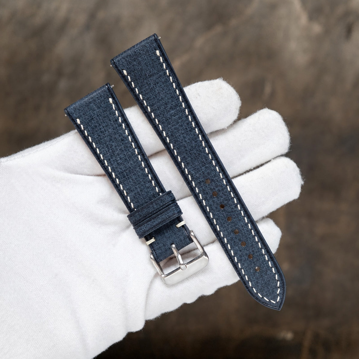 dark blue babele leather watch strap