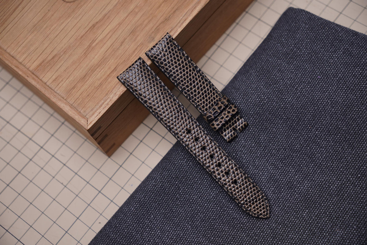 olive brown lizard leather watch strap
