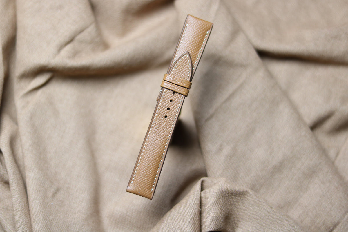 gold brown epsom leather watch strap
