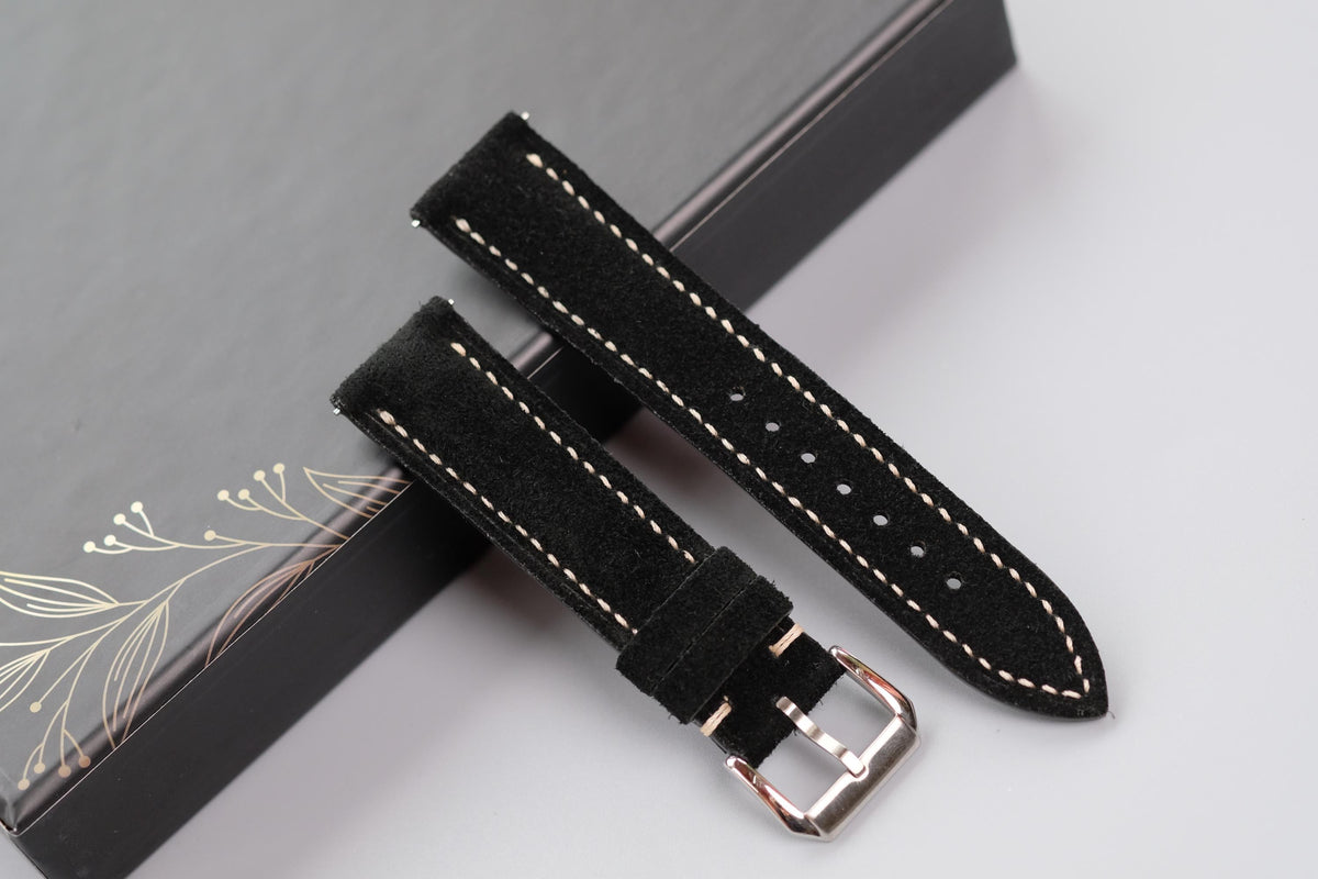 black suede leather watch strap