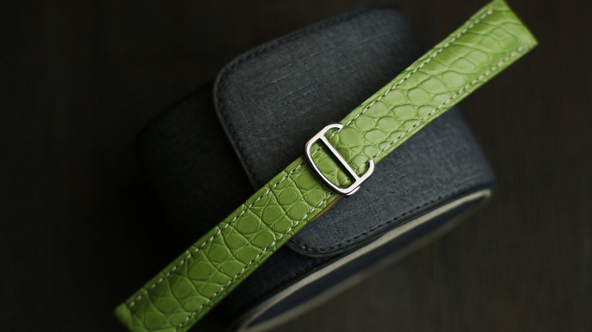 light green alligator leather watch strap
