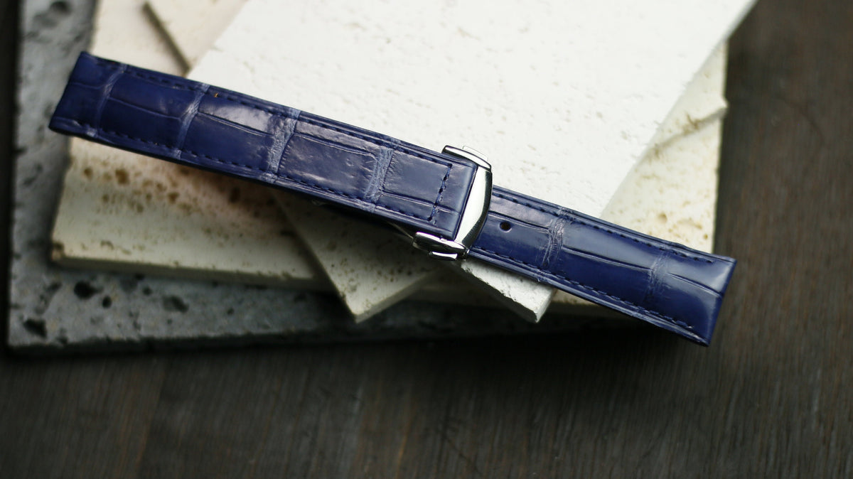 navy blue alligator leather watch strap
