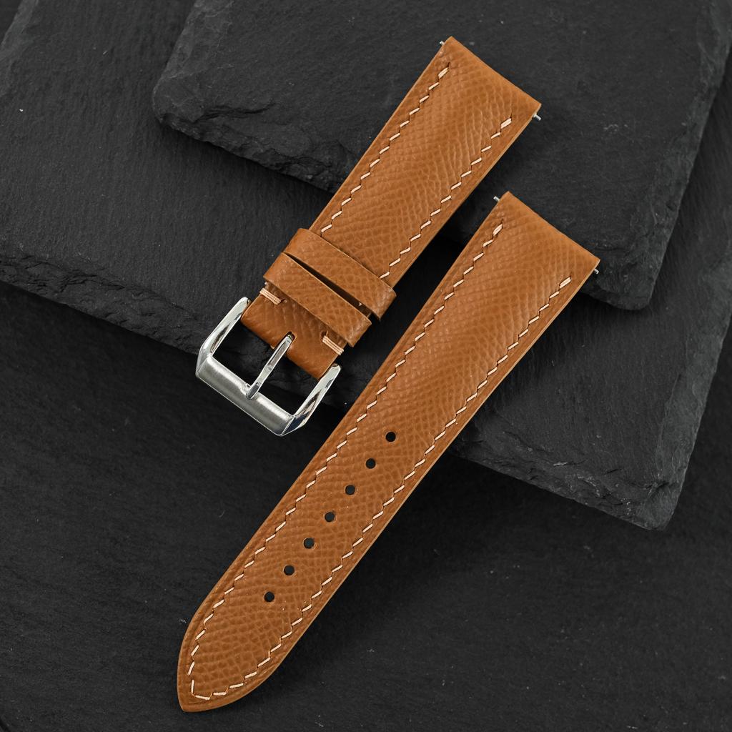 golden brown epsom leather watch strap