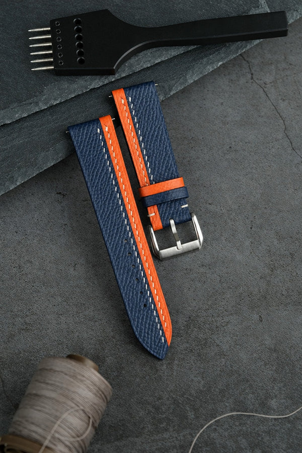 Orange & Navy Epsom