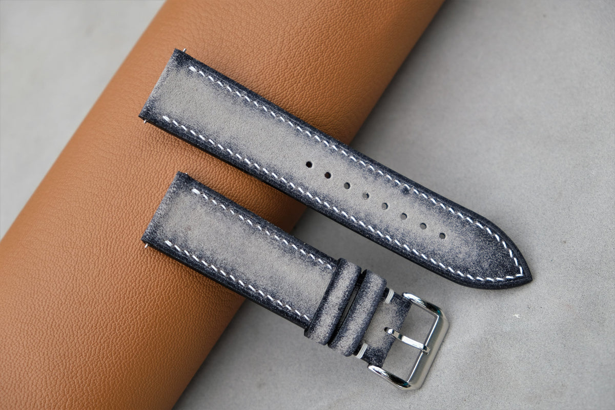 dark gray suede leather watch strap