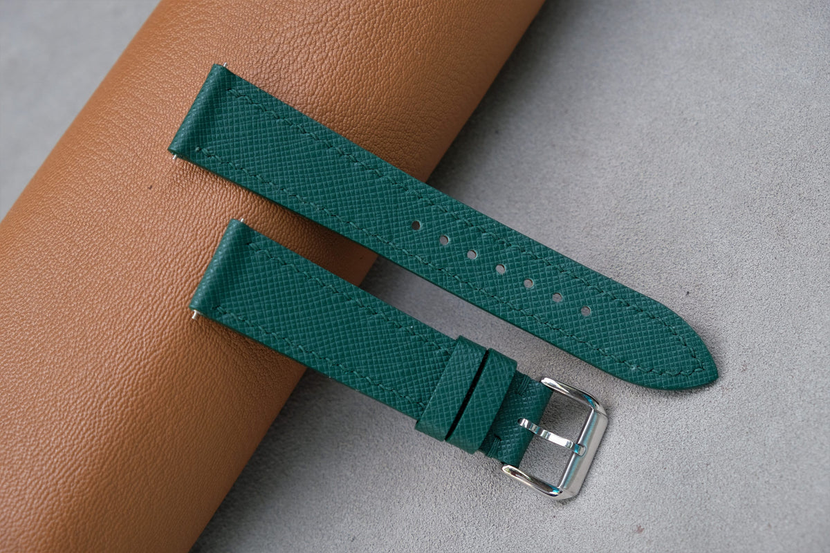 green saffiano leather watch strap