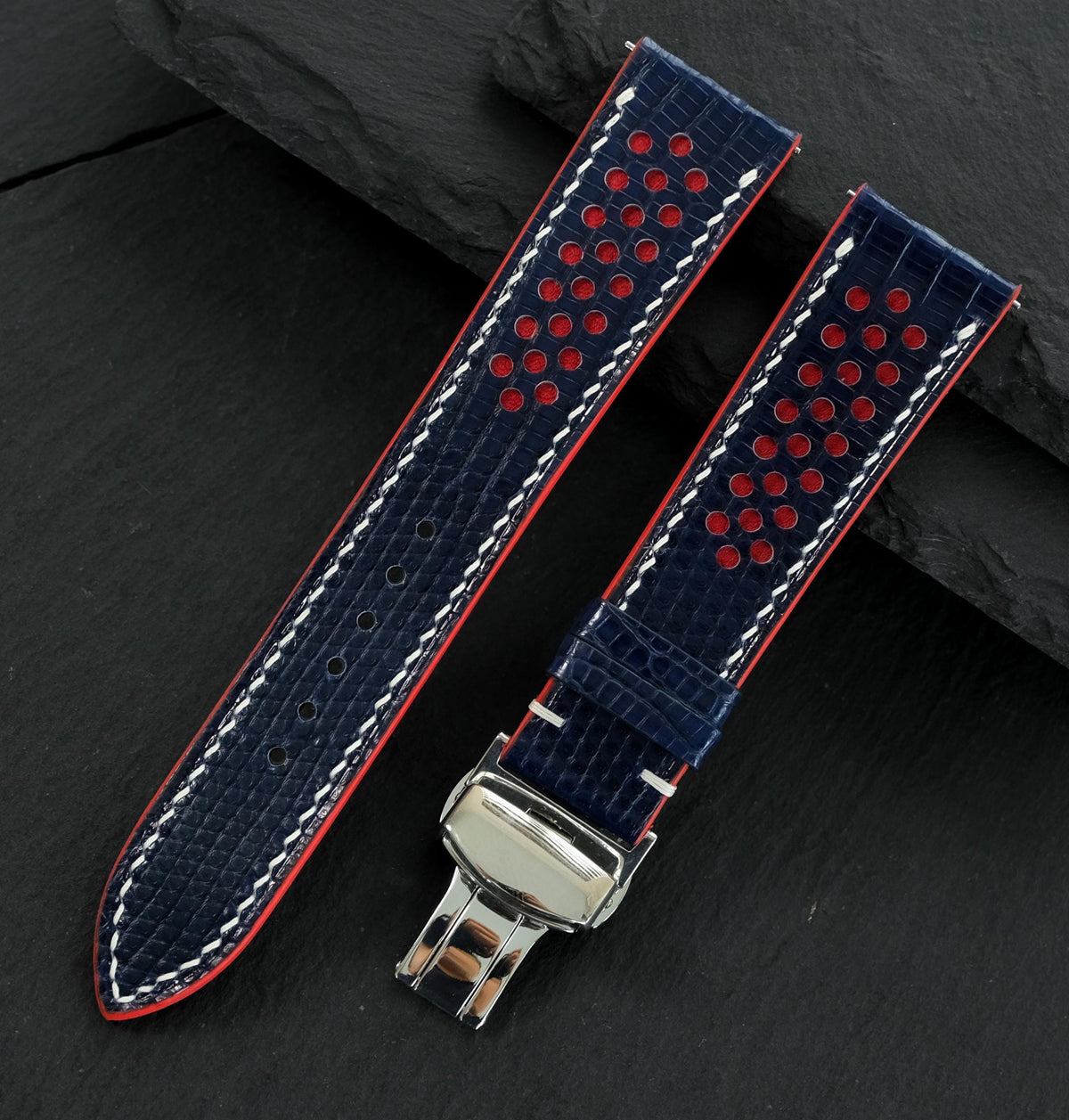 navy lizard leather watch strap