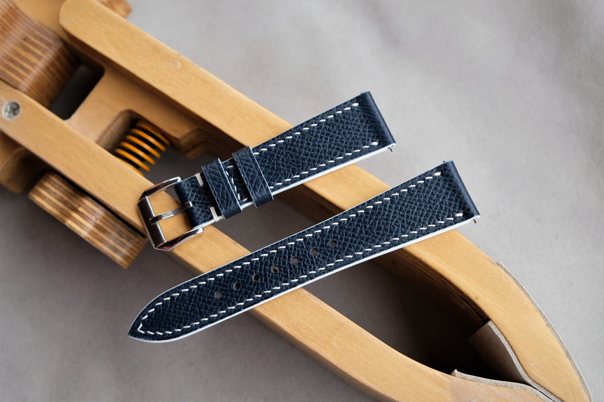 dark blue epsom leather watch strap