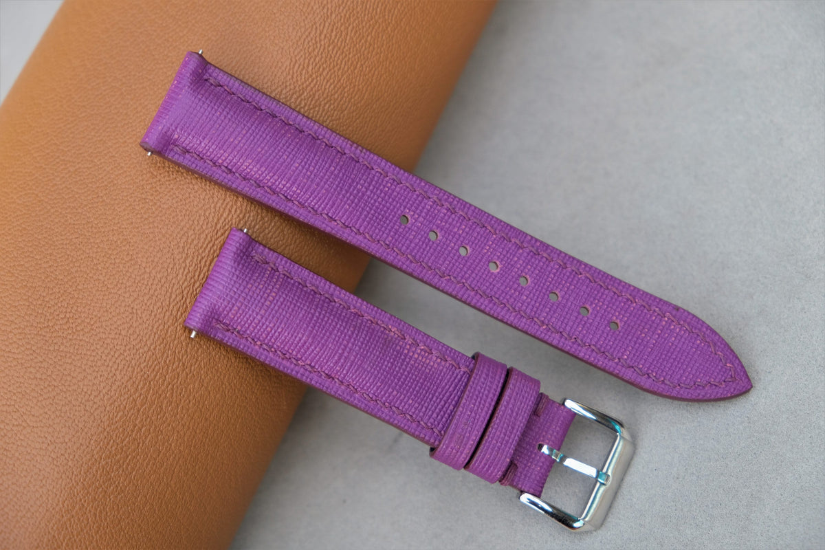 purple saffiano leather watch strap
