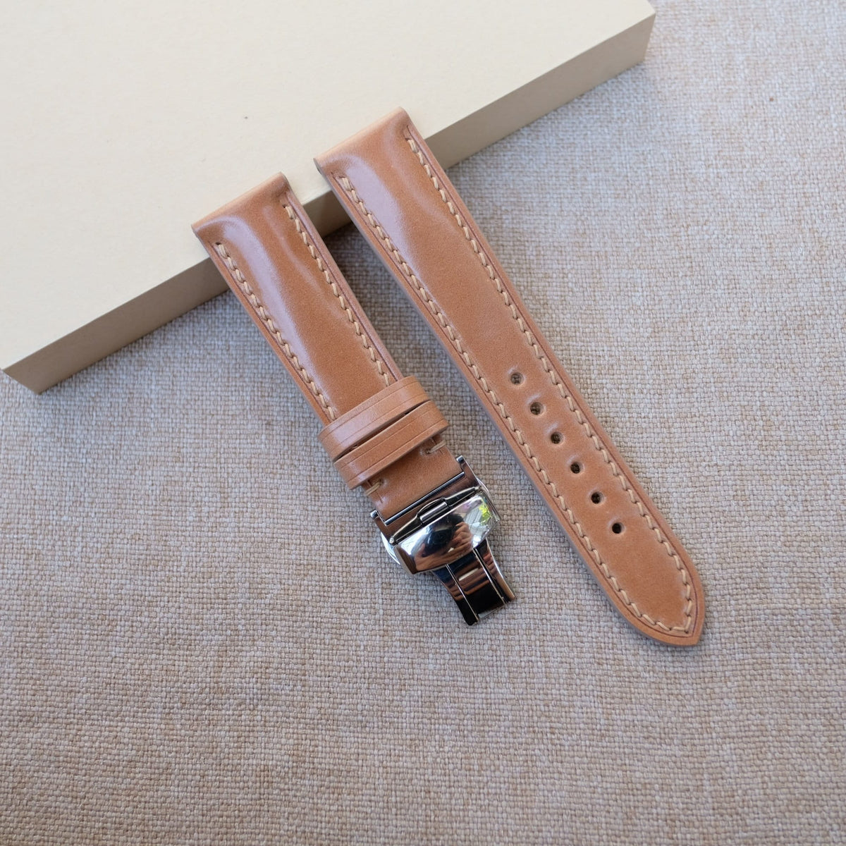 natural shell cordovan leather watch strap