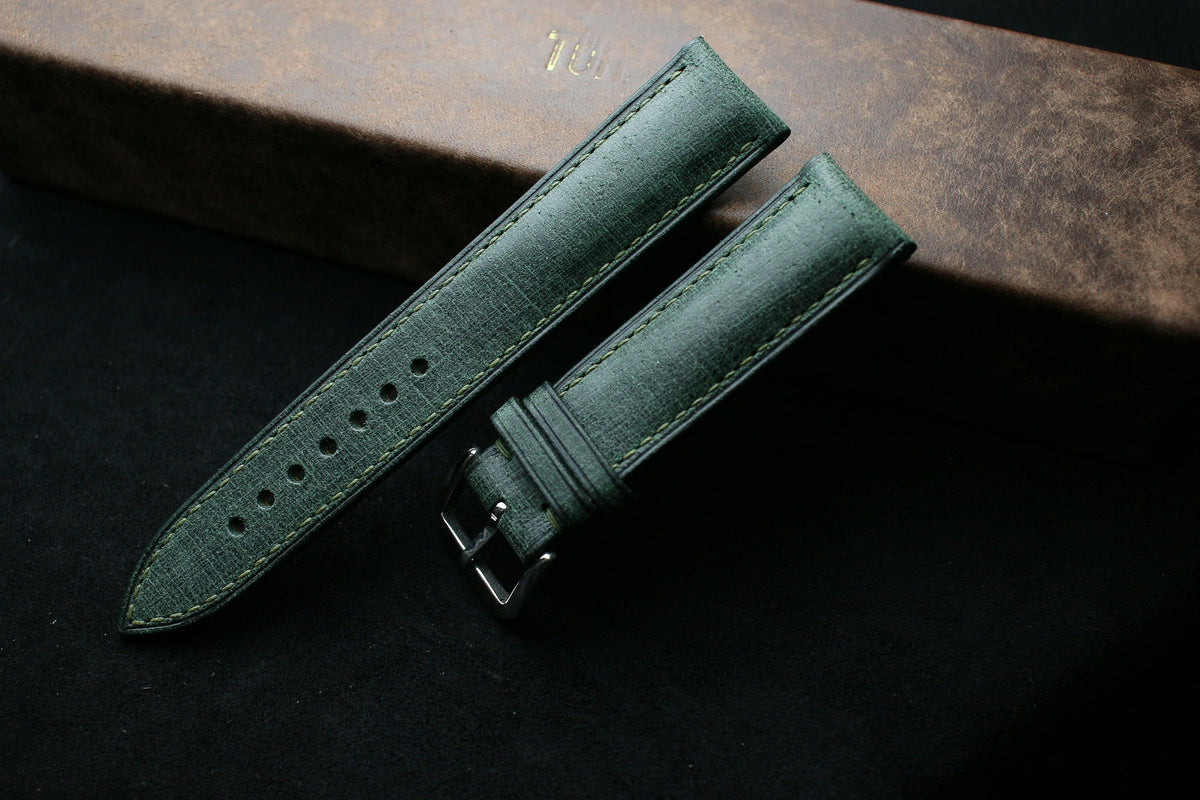 dark green babele leather watch strap