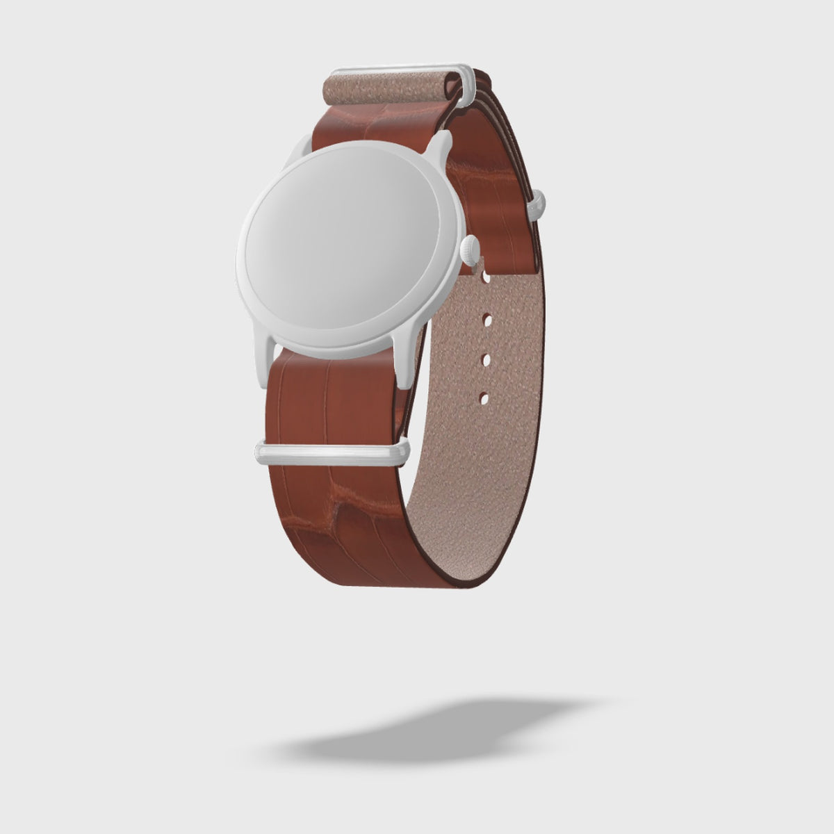 cognac alligator nato leather watch strap, 3D preview