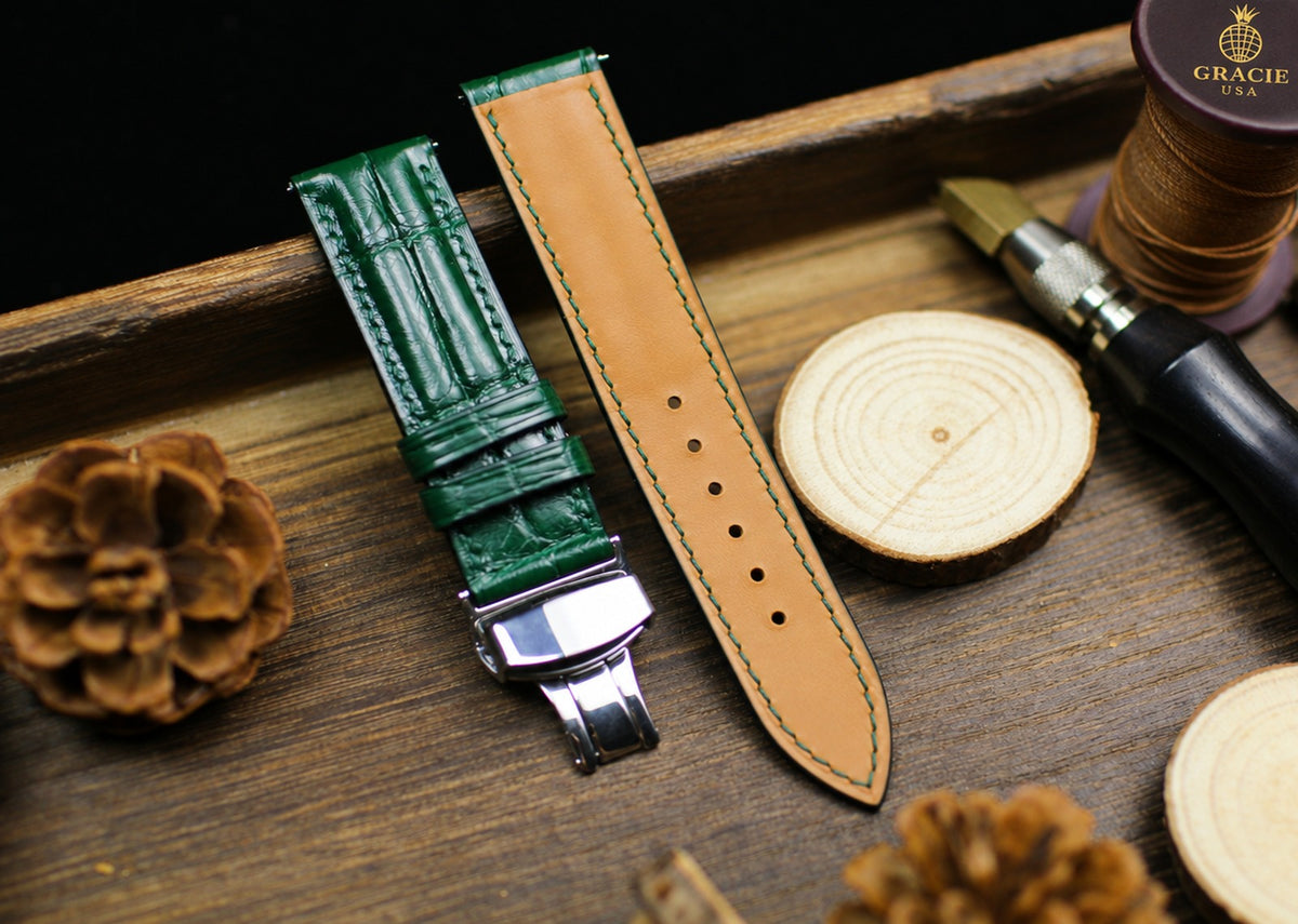 green alligator leather watch strap – photo 2