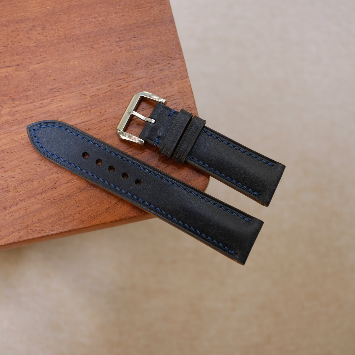 dark navy & tan pueblo leather watch strap – photo 2