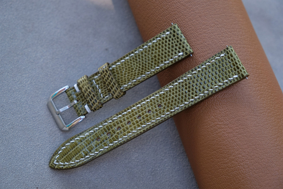 olive lizard leather watch strap – photo 2