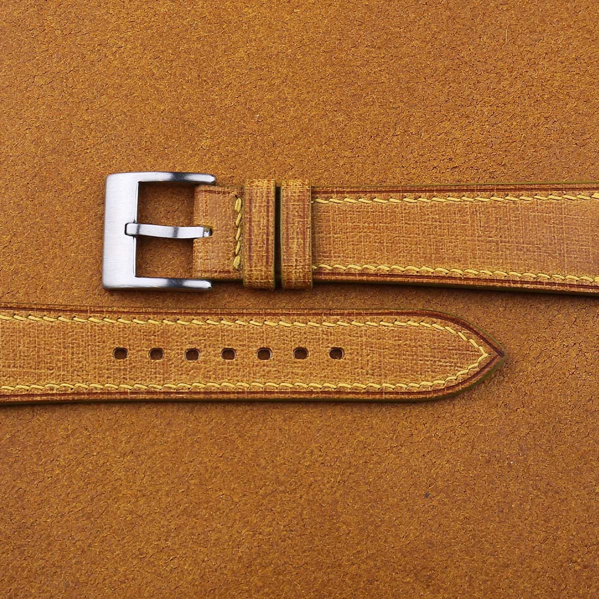 whiskey & golden babele leather watch strap – photo 2