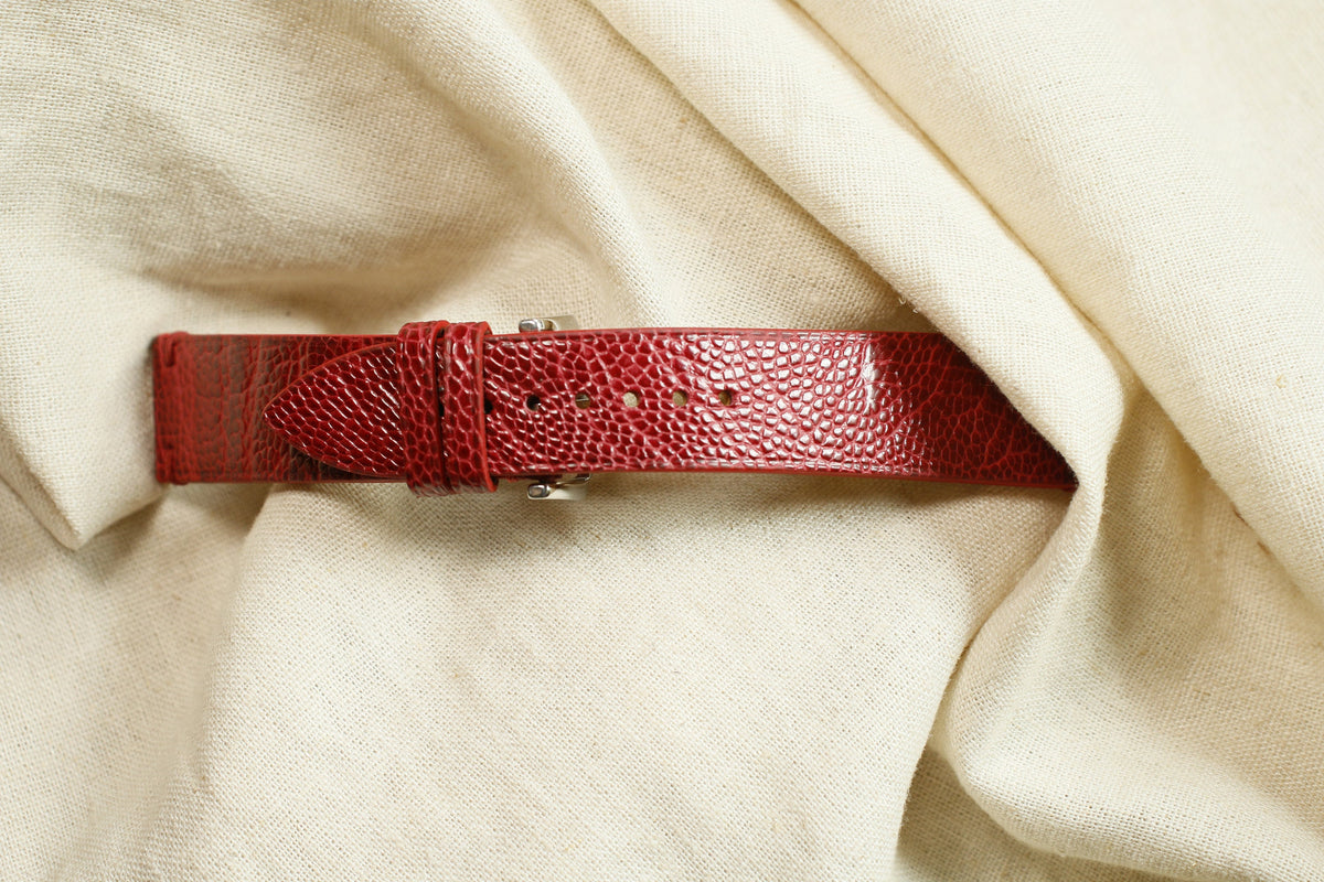 red ostrich leather watch strap – photo 2