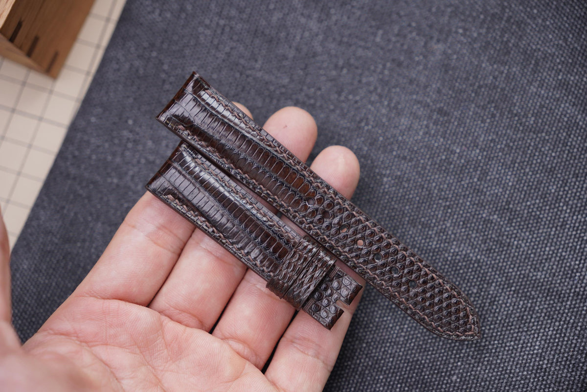 brown coffee lizard leather watch strap – photo 2