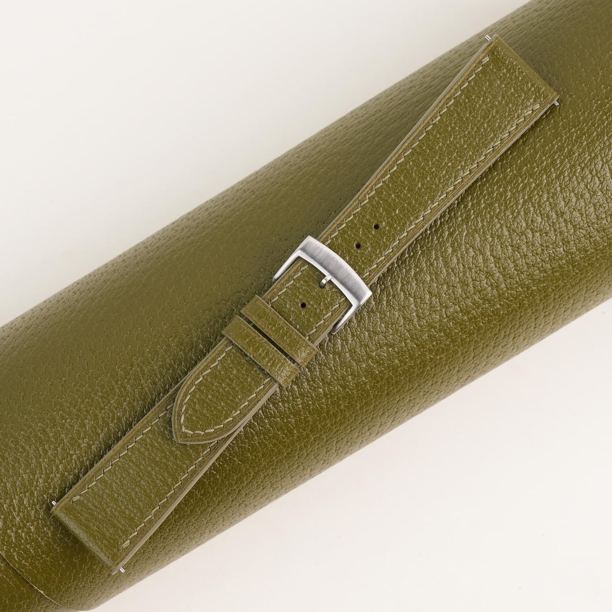 olive peccary leather watch strap – photo 2