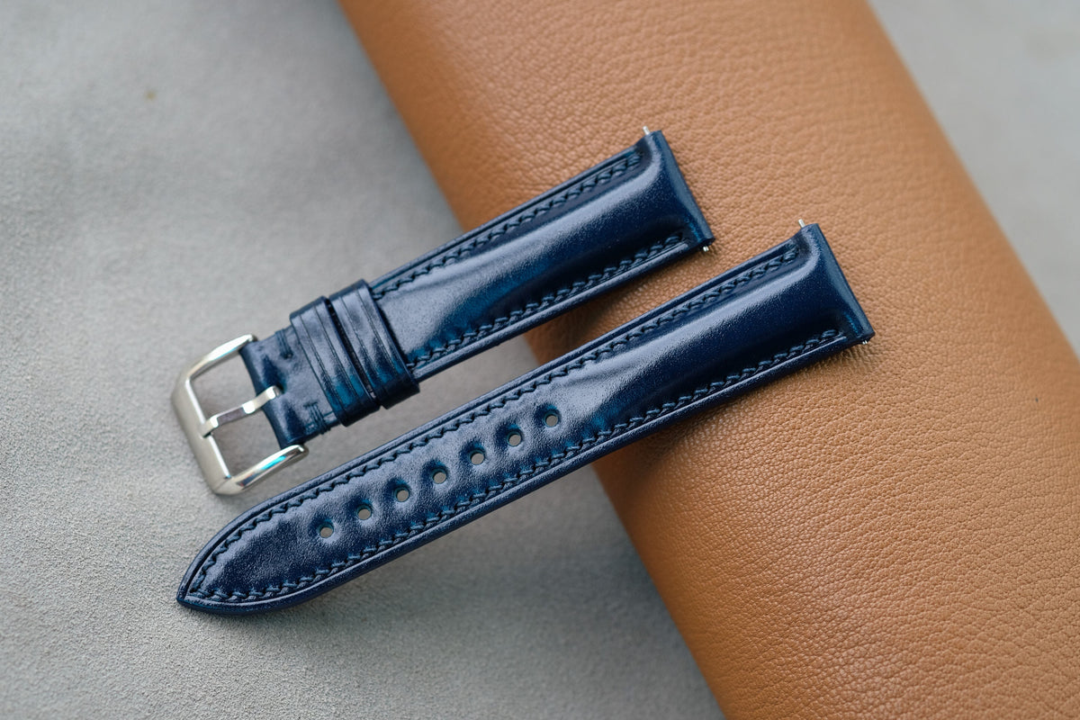 blue shell cordovan leather watch strap – photo 2