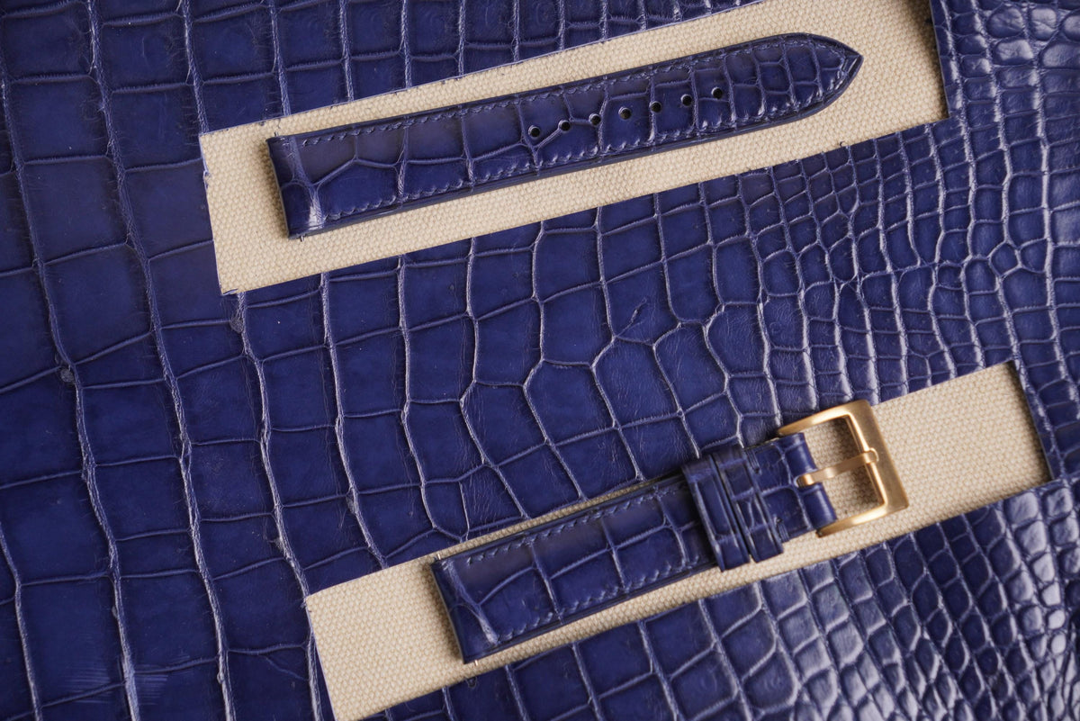 blue navy alligator leather watch strap – photo 2