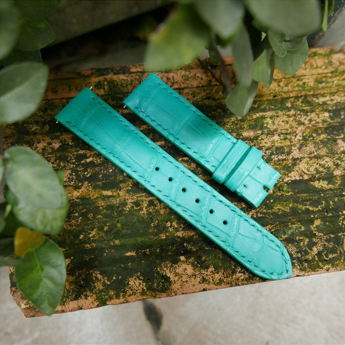 aqua blue alligator leather watch strap – photo 2