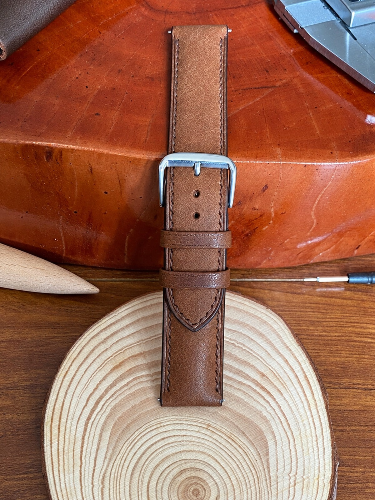 tan pueblo leather watch strap – photo 2
