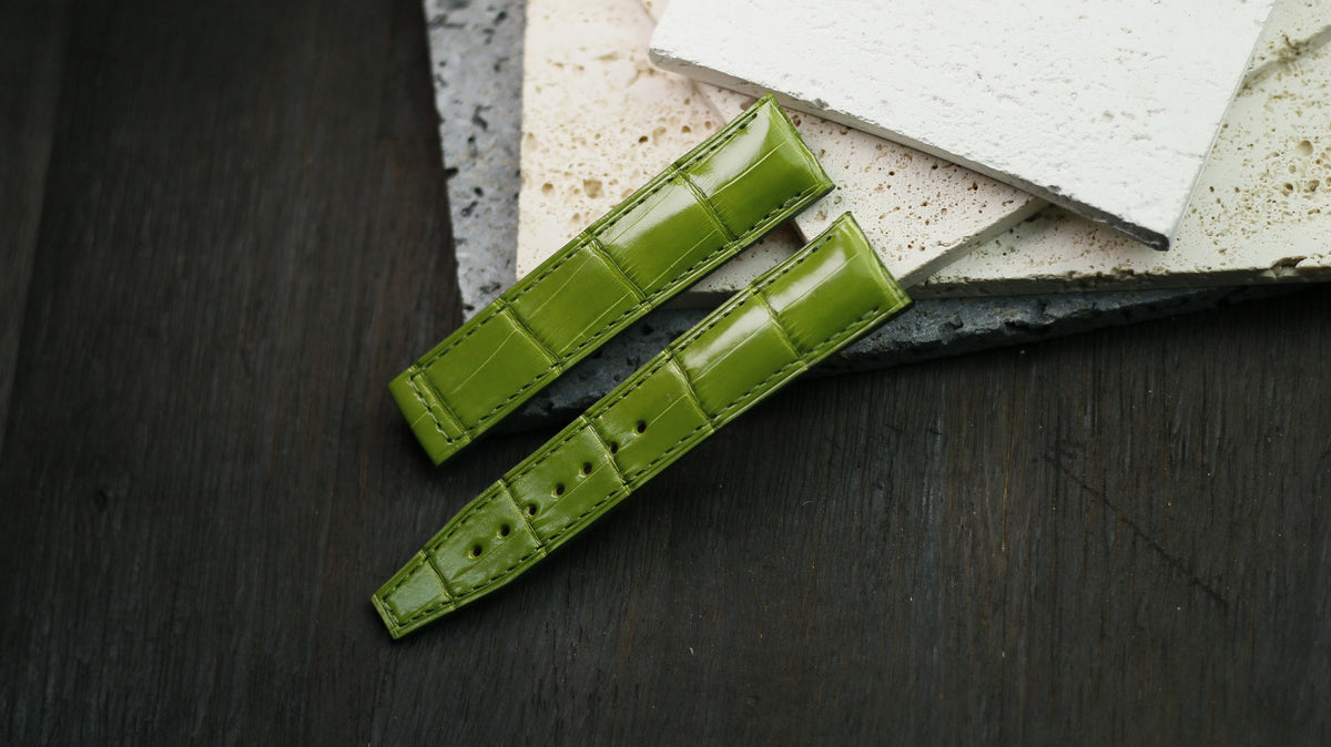 light green alligator leather watch strap – photo 2