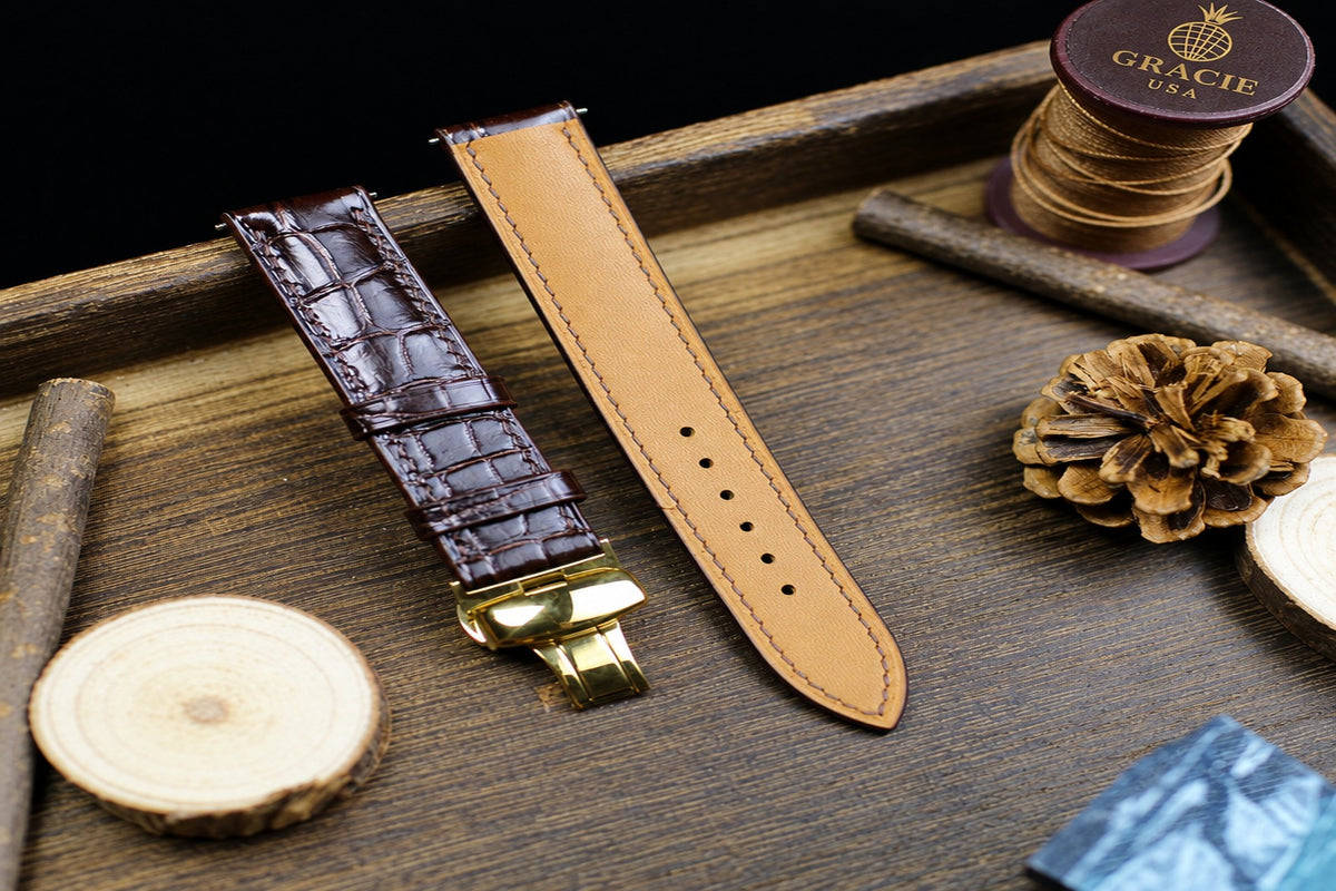 dark brown alligator leather watch strap – photo 2