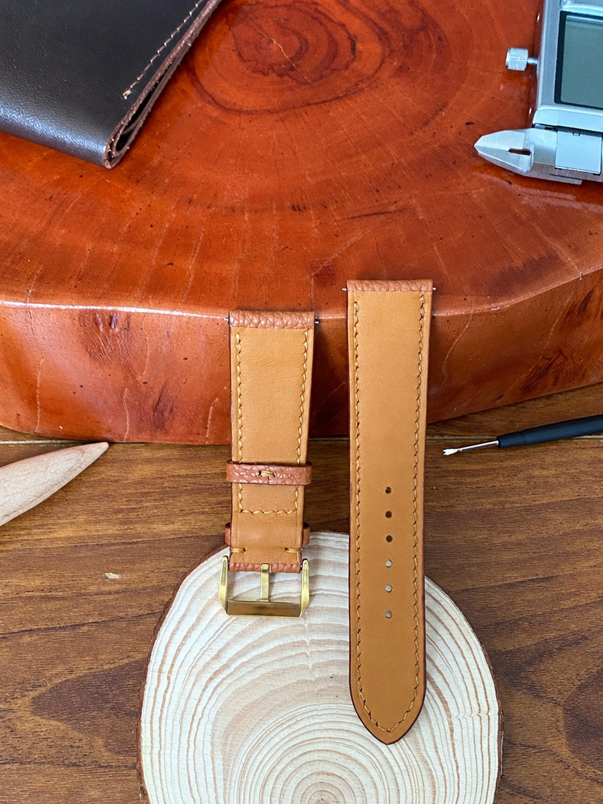 camel togo leather watch strap – photo 2