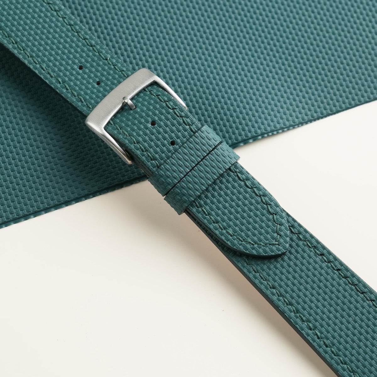 aqua green sailcloth rubber leather watch strap – photo 2
