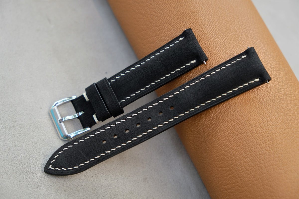 black nubuck leather watch strap – photo 2