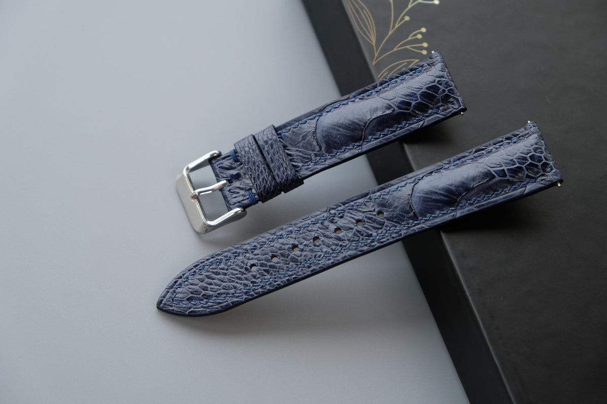 dark navy ostrich leather watch strap – photo 2