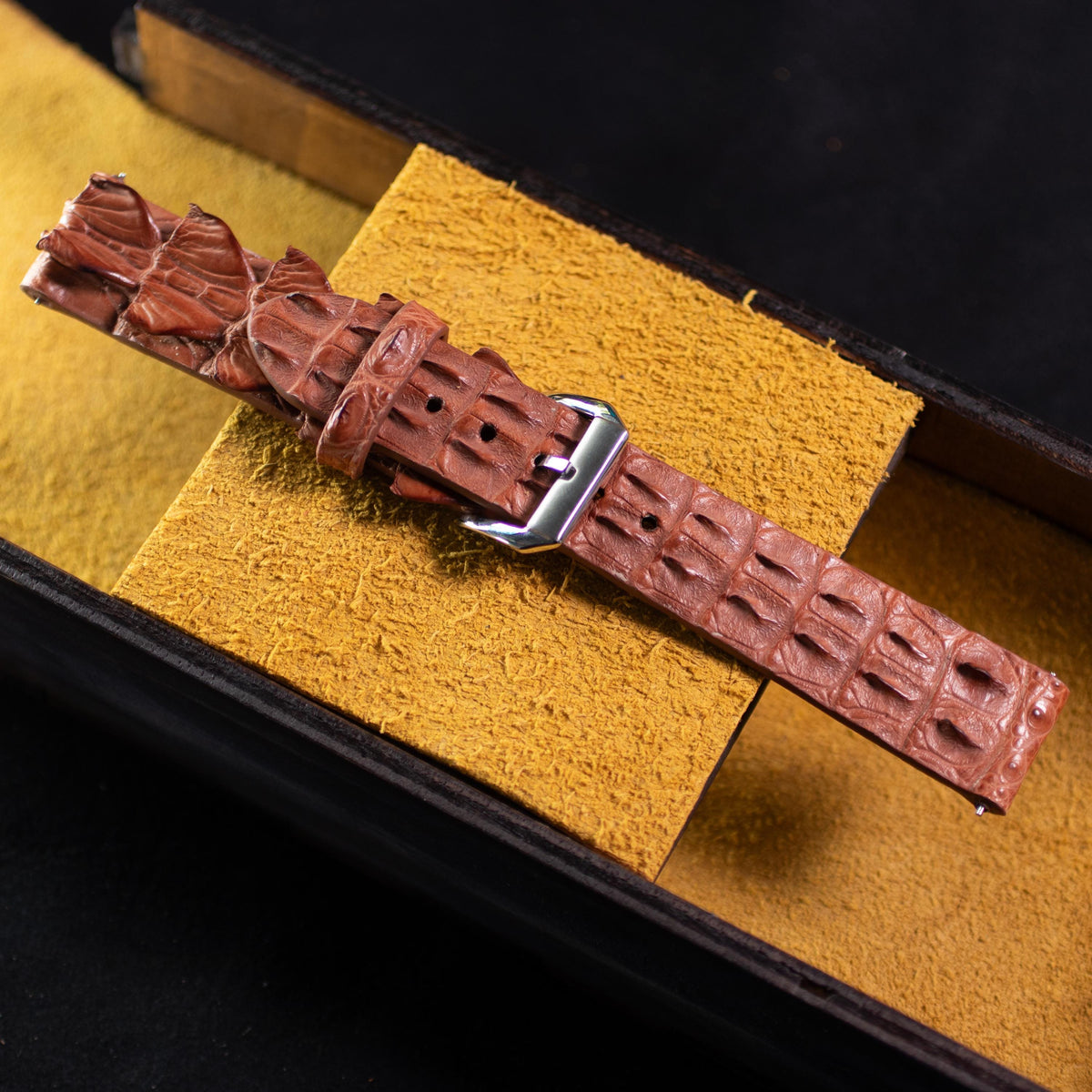 cognac brown alligator leather watch strap – photo 2
