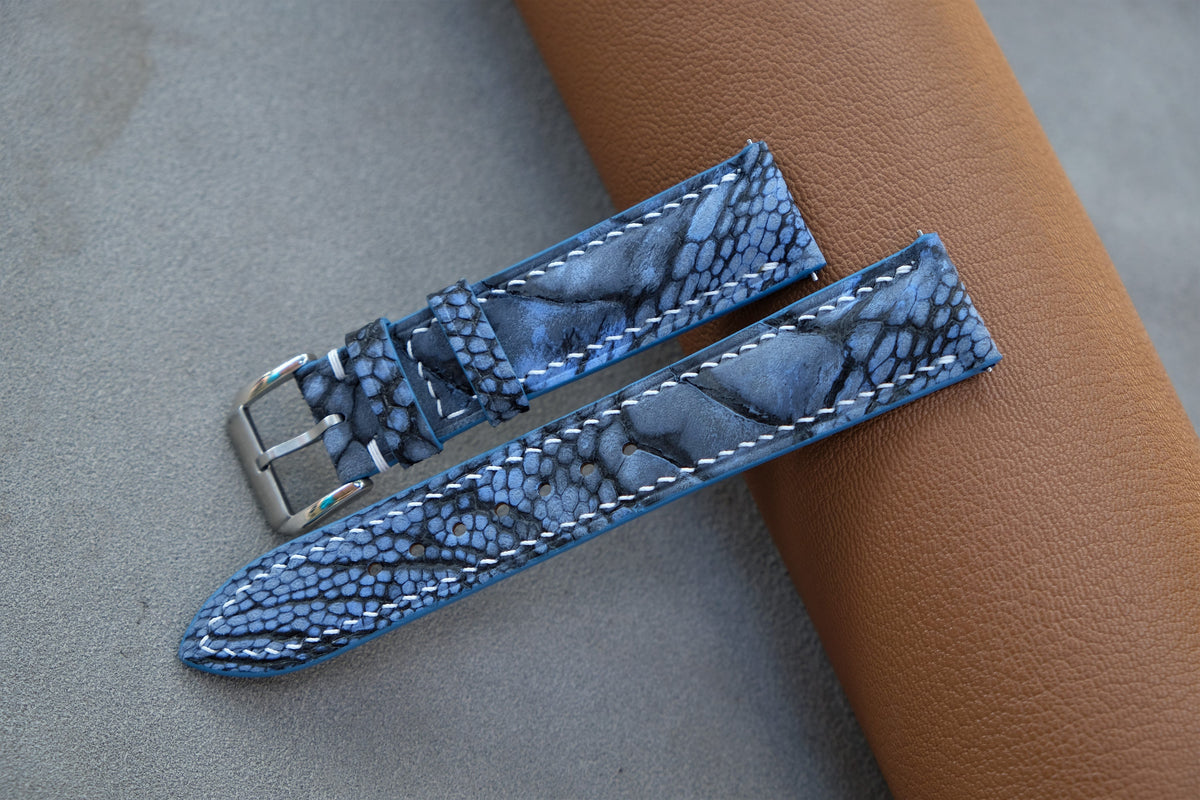 light blue ostrich leather watch strap – photo 2