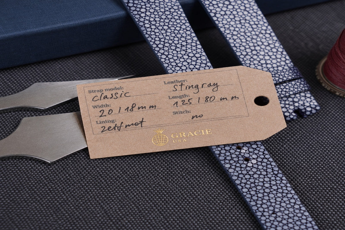 navy stingray leather watch strap – photo 2